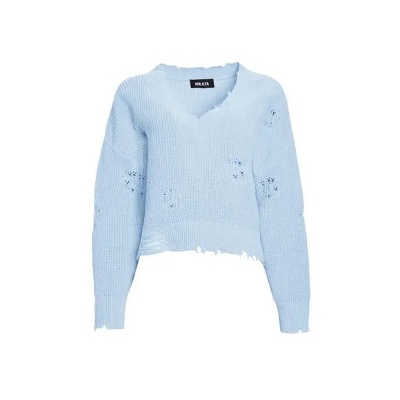 SER.O.YA Syd Seater Sky Blue Size Large Distressed Cropped - Picture 2 of 7